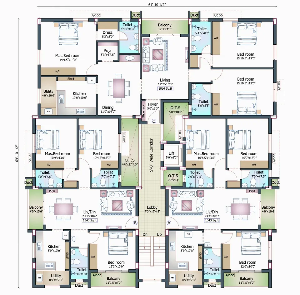 Pushkar Gettu Apartments, Floor plan